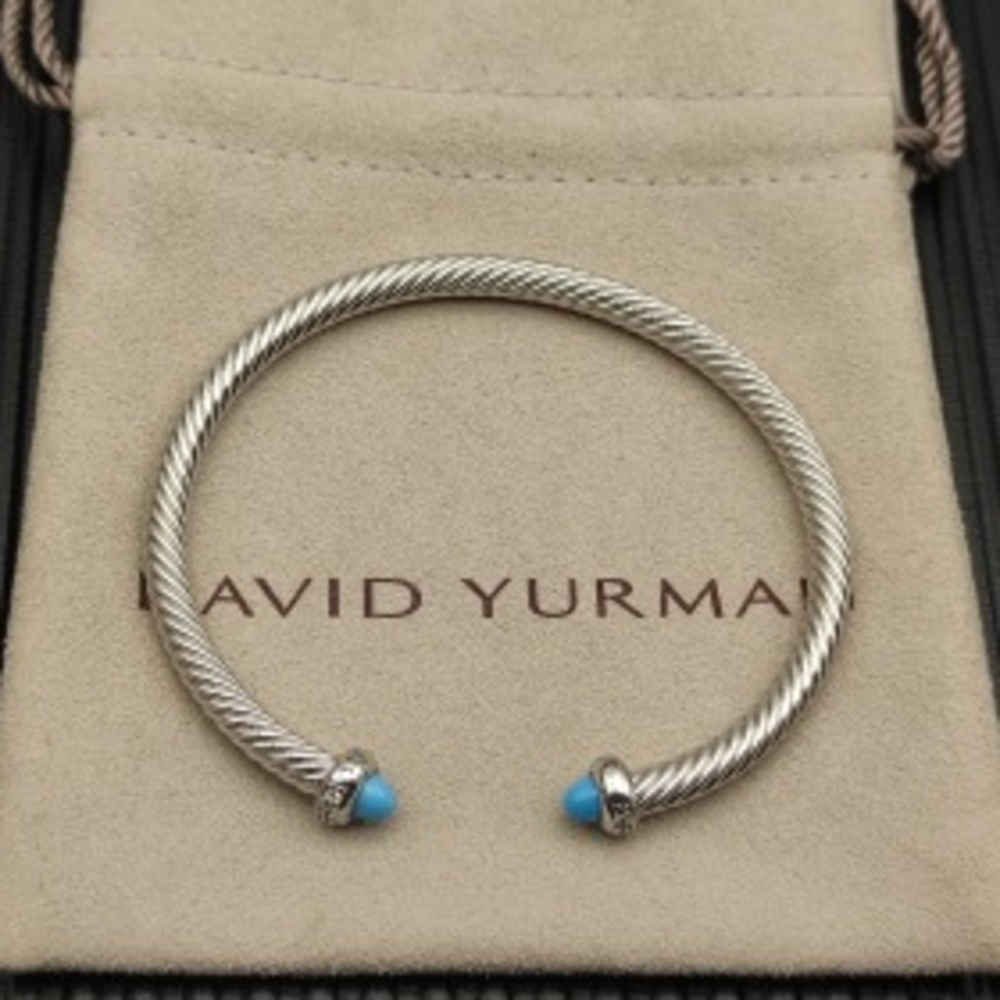 💙David Yurman💙Luxury Designer Turquoise Tip Open Cuff Bracelet